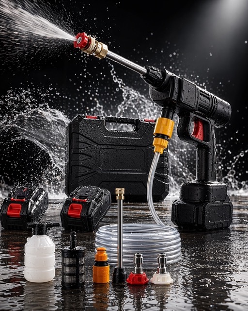 Portable pressure washer with two batteries